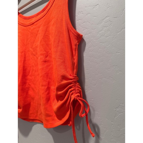 Anthropologie Orange Scrunch Sleeveless Cotton Tank Top Size Medium - Picture 4 of 5